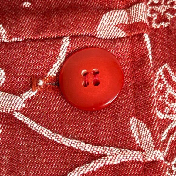 Coldwater Creek Button Down Womens L Red Cotton Blend Floral Paisley Print - Picture 5 of 7